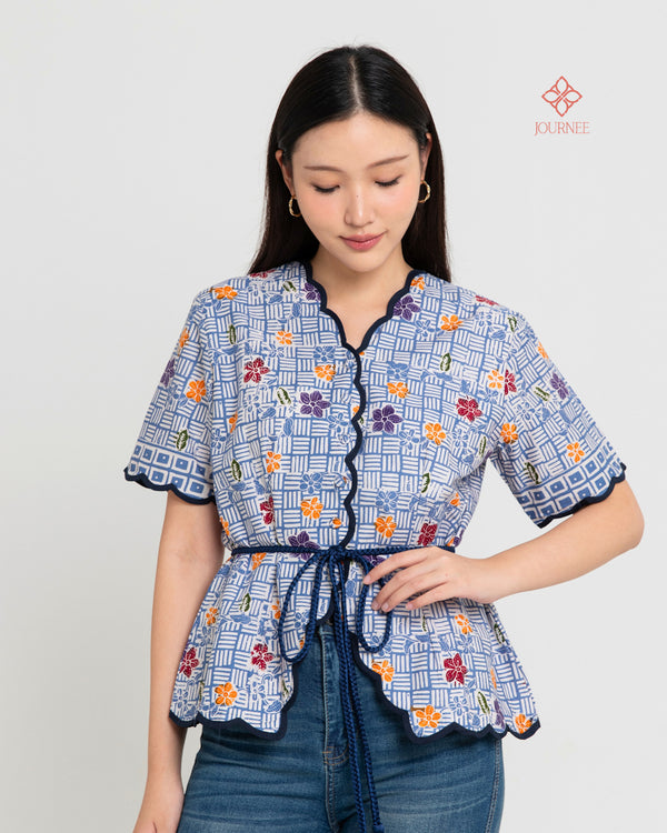 Aprina Scallop Batik Cap Bleu