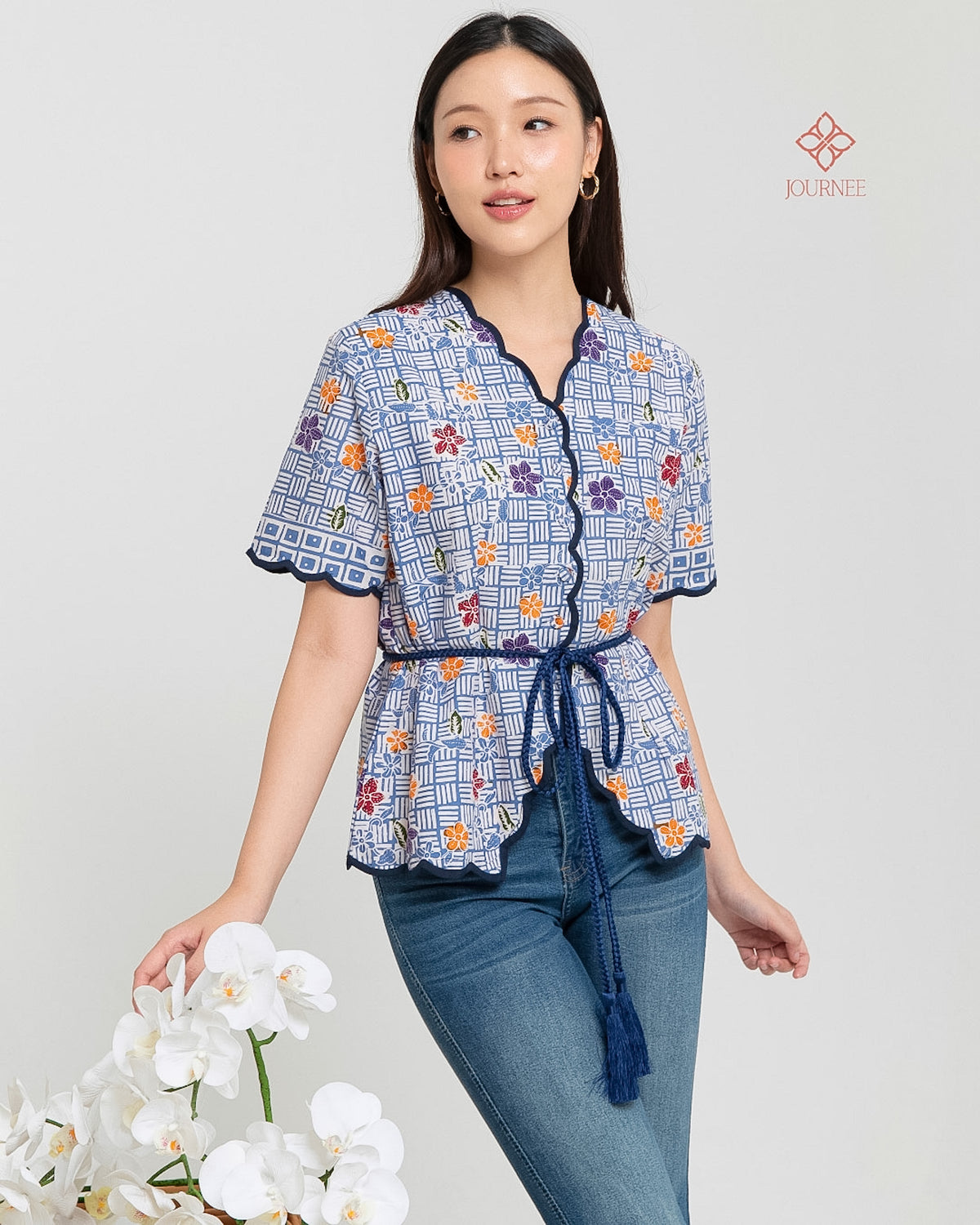 Aprina Scallop Batik Cap Bleu