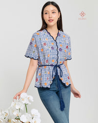 Aprina Scallop Batik Cap Bleu