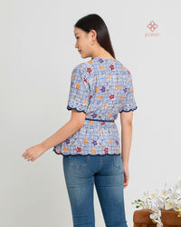 Aprina Scallop Batik Cap Bleu