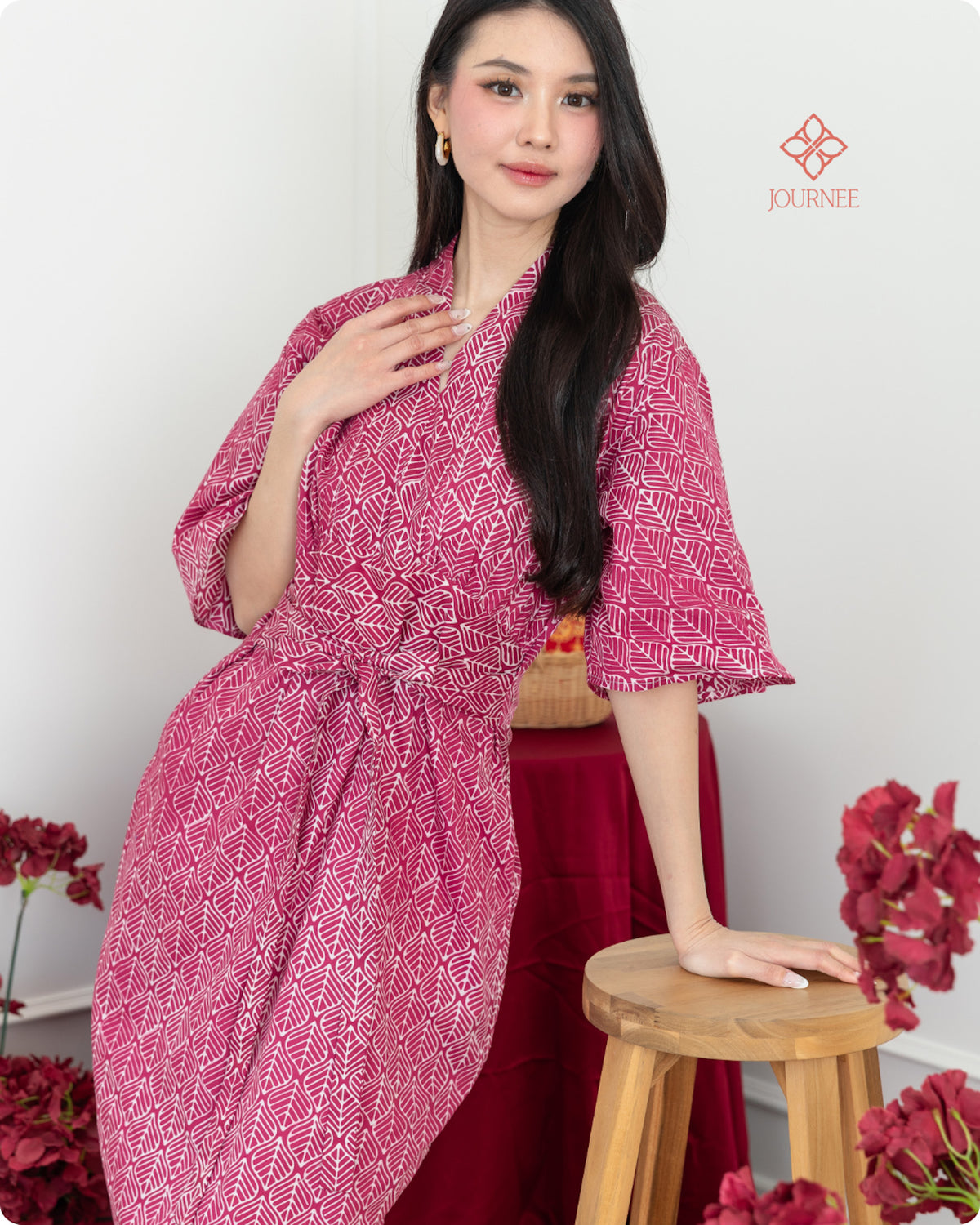 Afluna Flutter Sleeves Batik Cap Pinkberry