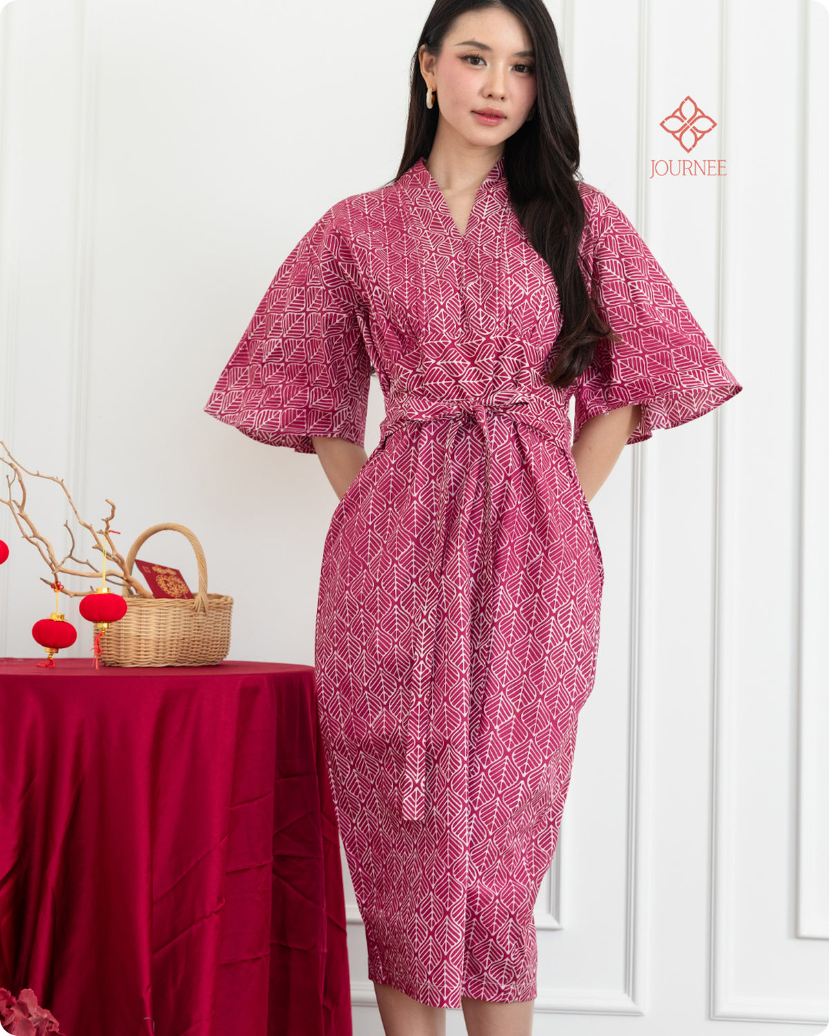 Afluna Flutter Sleeves Batik Cap Pinkberry