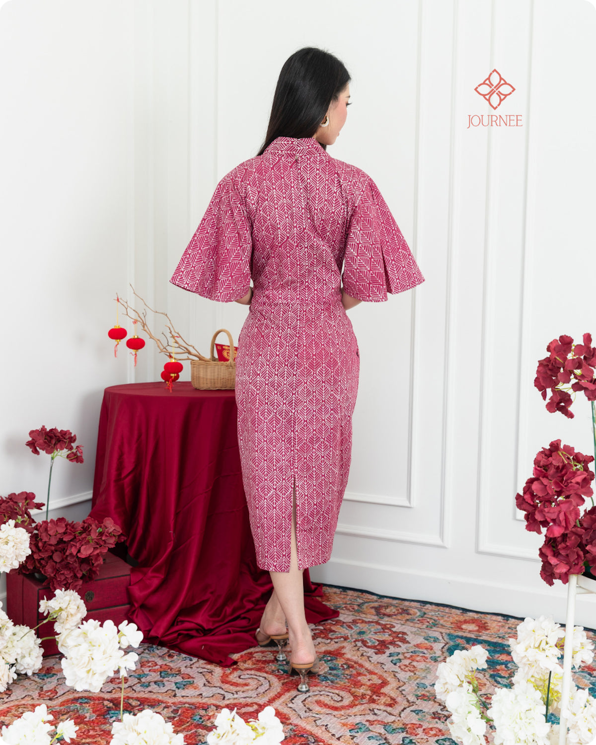 Afluna Flutter Sleeves Batik Cap Pinkberry