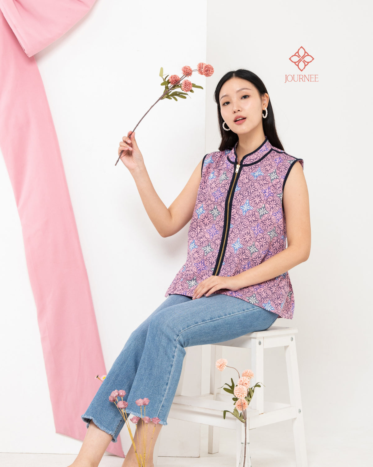 Akeri Batik Vest Top Pink Peri