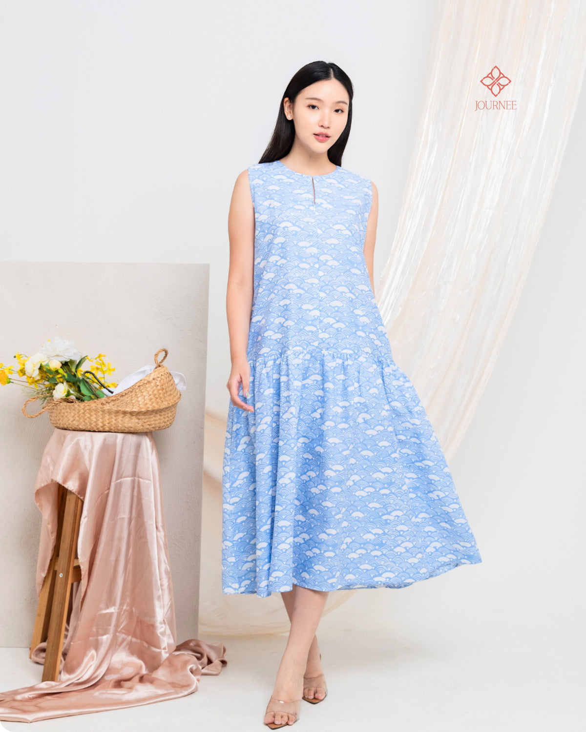 Abrina Midi Batik Cap Icy Blue