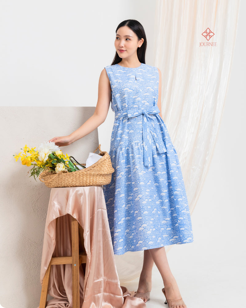 Abrina Midi Batik Cap Icy Blue