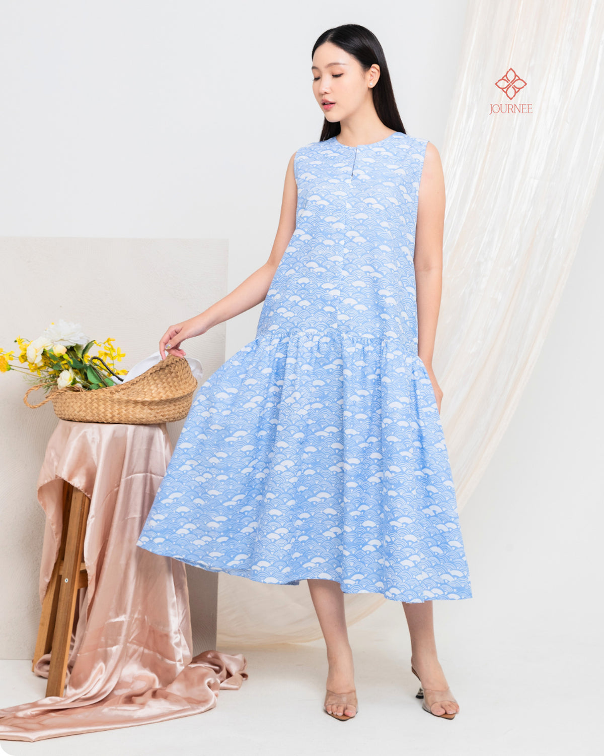 Abrina Midi Batik Cap Icy Blue