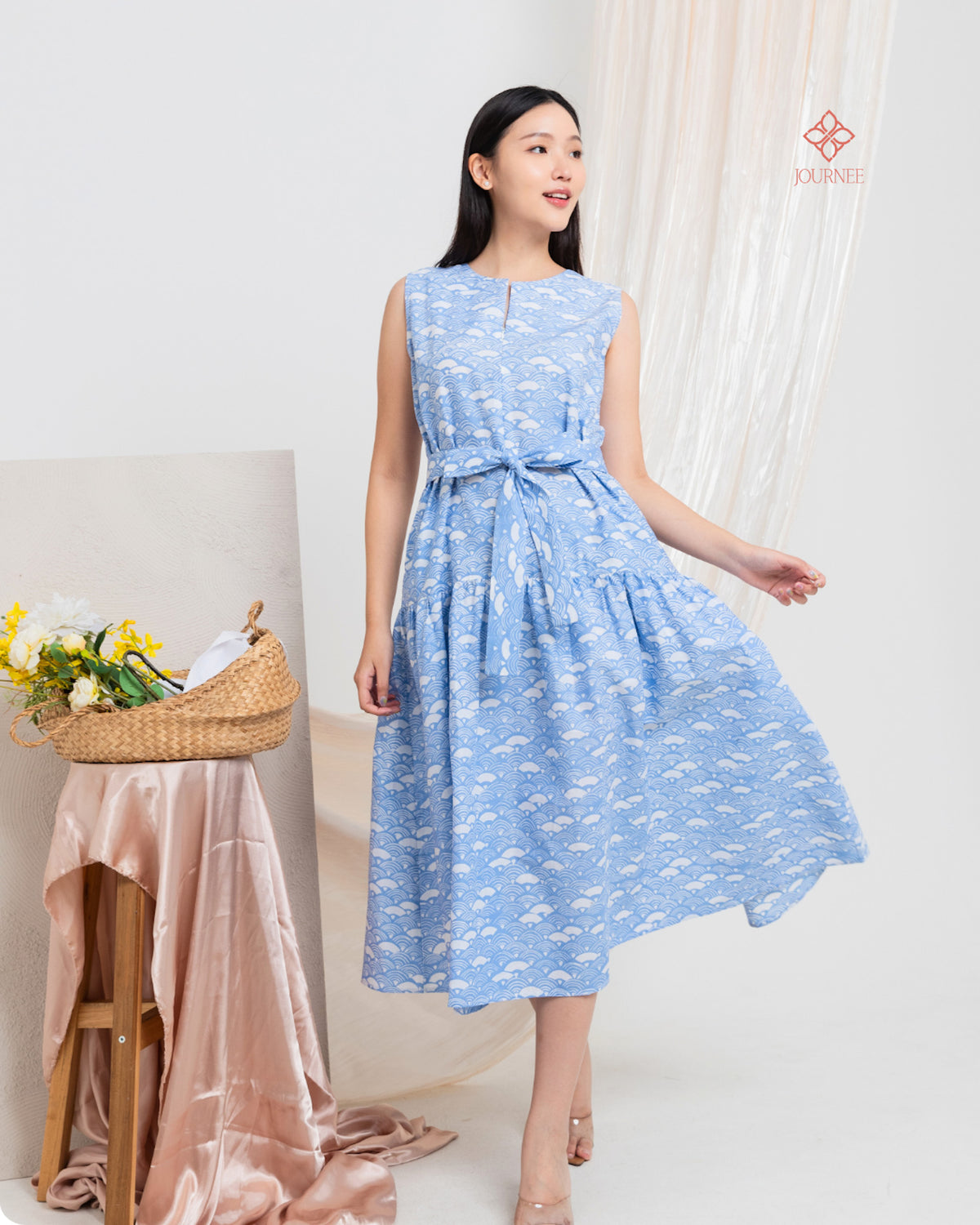 Abrina Midi Batik Cap Icy Blue