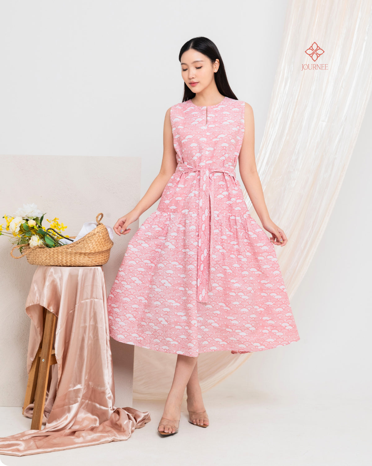 Abrina Midi Batik Cap Blush