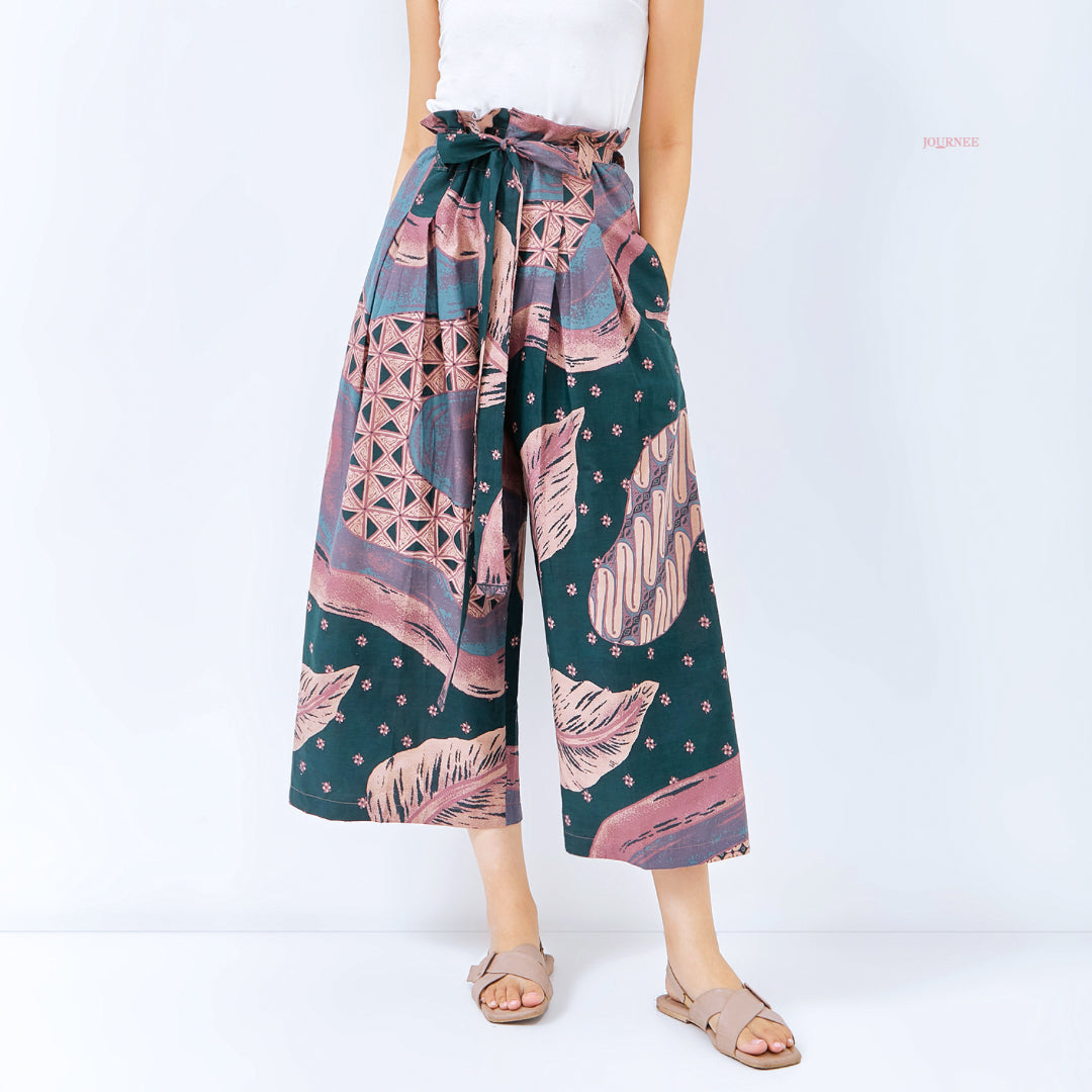 Amberlin Batik Culottes Daun Emerald