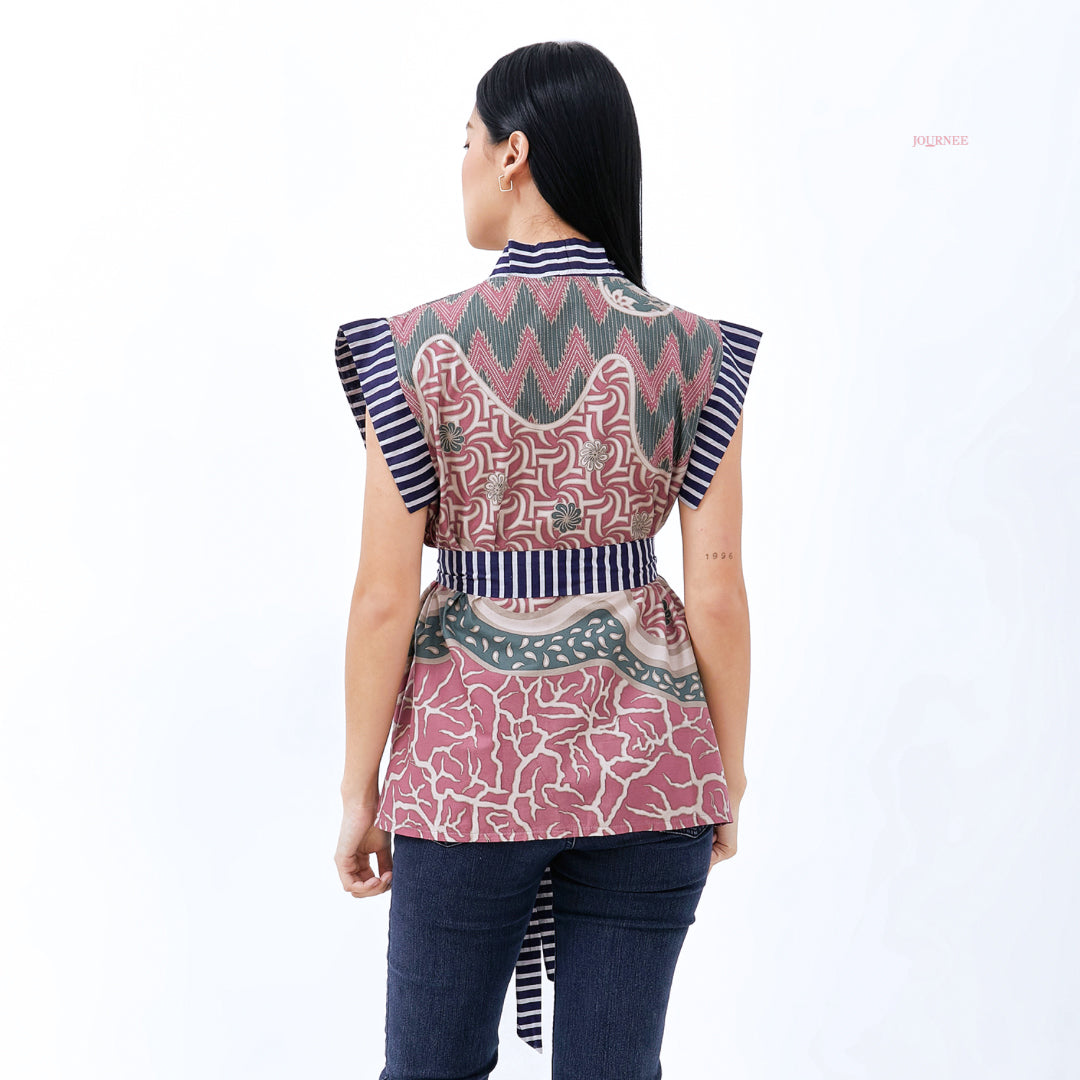 Adrina Batik Kimono Top Dusty Pink