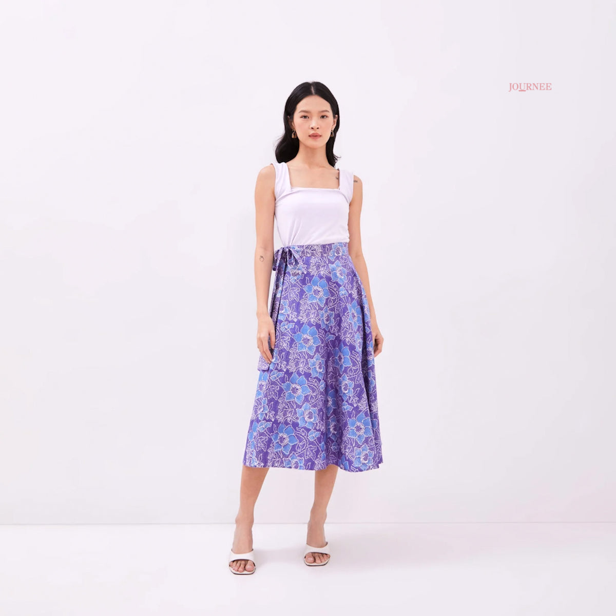 Angeline Batik Cap Wrap Skirt Violet/Blue