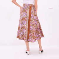 Angeline Batik Cap Wrap Skirt Caramel/Pink