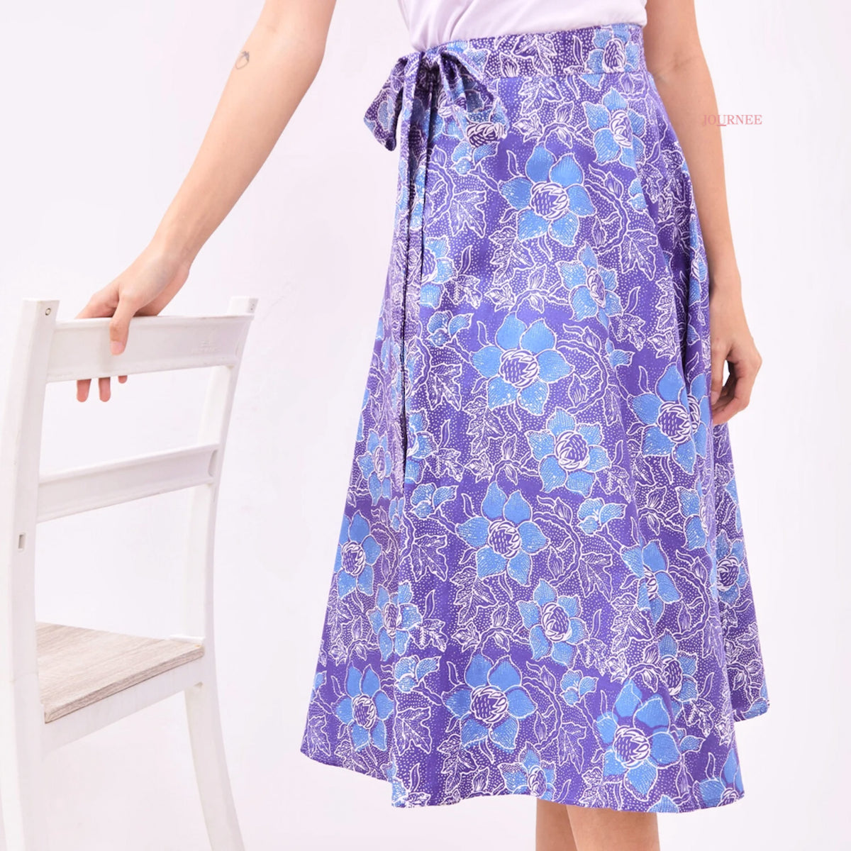 Angeline Batik Cap Wrap Skirt Violet/Blue