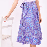 Angeline Batik Cap Wrap Skirt Violet/Blue