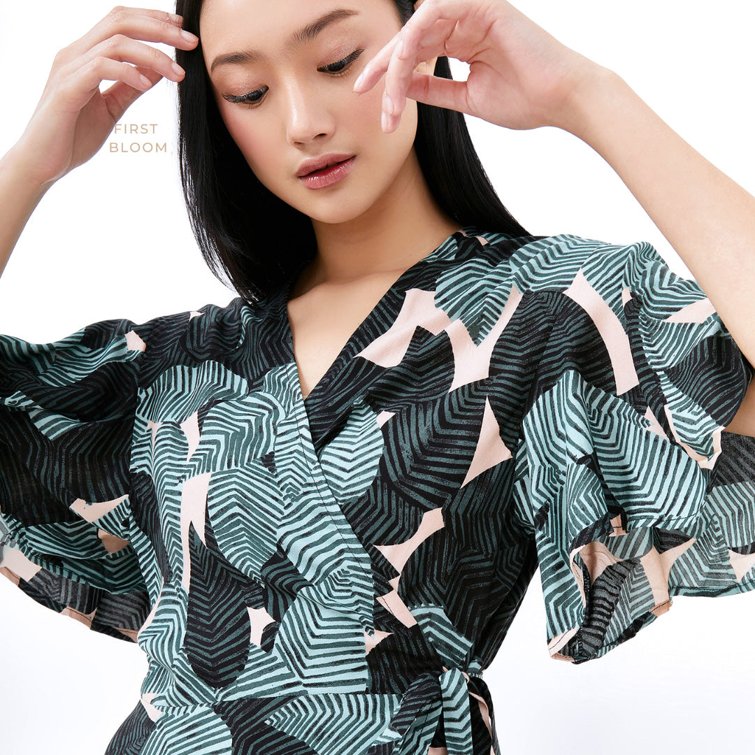 Abrily Midi Wrap Dress (Tropical)