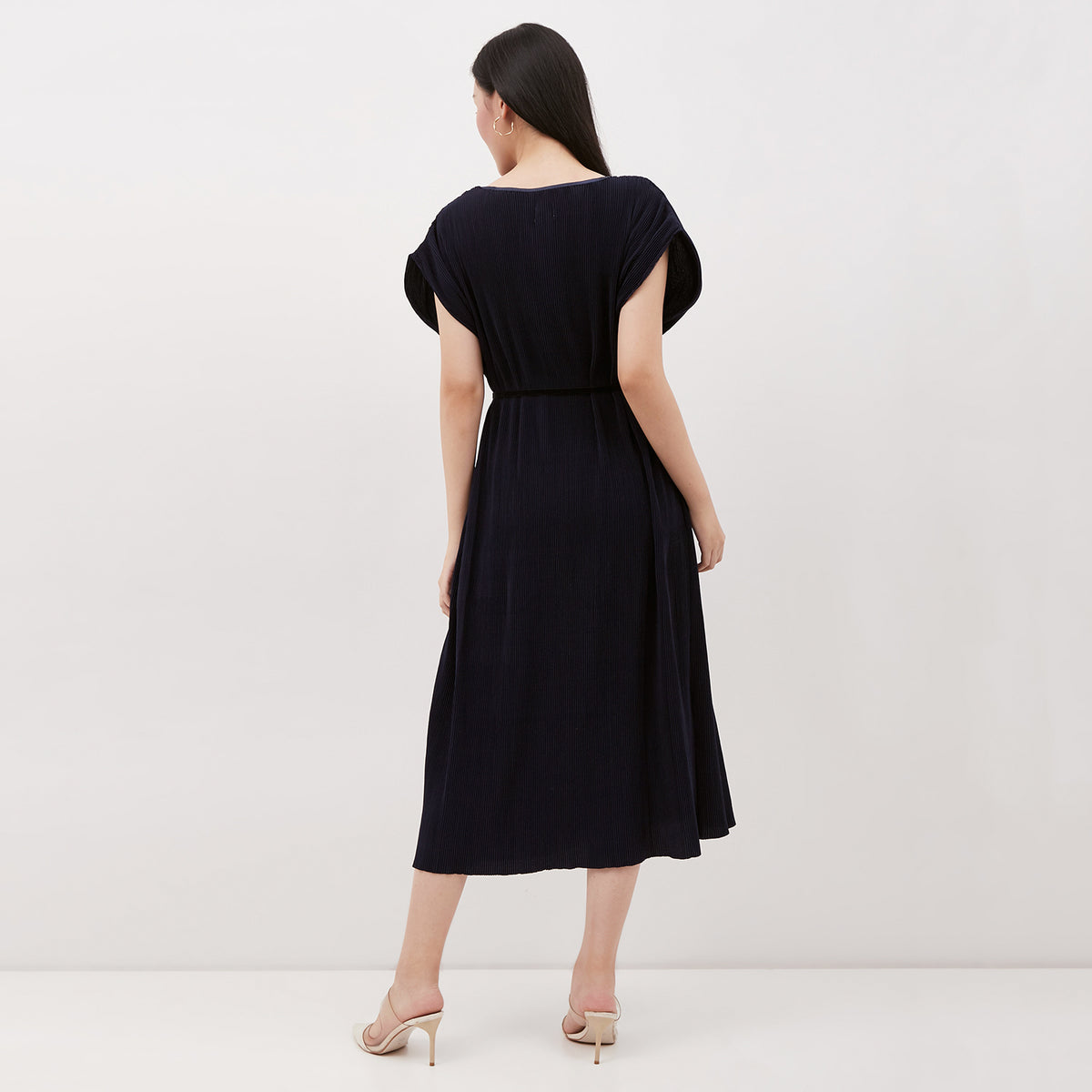 Anette Pleated Dress Midnight Blue