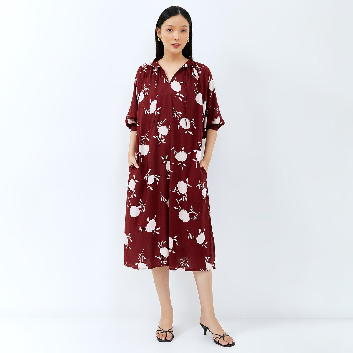 Atasha Midi Elegant Wine ( non batik)