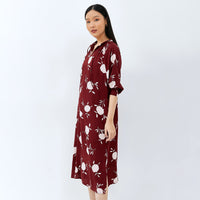 Atasha Midi Elegant Wine ( non batik)