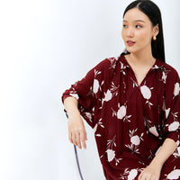 Atasha Midi Elegant Wine ( non batik)